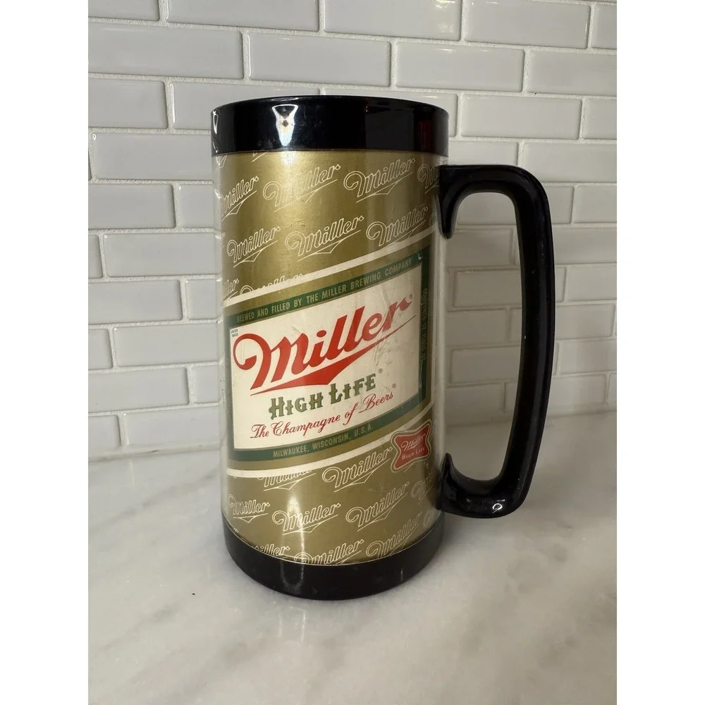 Vintage Miller High‎ Life Beer Plastic Thermo-Serv Stein Mug Champagne Of Beers